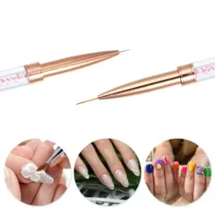 Unique Bargains Nail Art Liner Brushes Nails Gel Polish Painting Nail Art Design Liner Brush Pen Set Nail Dotting Painting Drawing Pen Rose Gold Tone