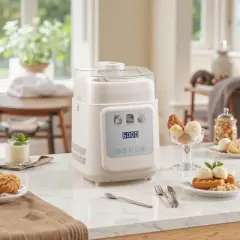 VEVOR Upright Automatic Ice Cream Maker with Built-in Compressor, 1 Quart No Pre-freezing Gelato Maker, 4 Modes Electric Sorbet-Maker, White