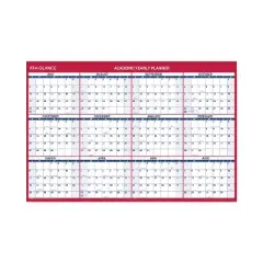 Academic Erasable Reversible Extra Large Wall Calendar, 48 x 32, White/Blue/Red, 12 Month (July to June): 2025 to 2026