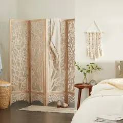 Modern Farmhouse Mdf Room Divider Screen Brown - Olivia & May