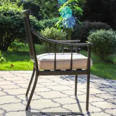 2pk Outdoor Steel Arm Chairs with Cushions - Captiva Designs