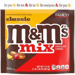 M&M'S Milk Chocolate, Peanut, And Peanut Butter Classic Chocolate Assortment Family Size Candy Mix Bag - 17.2oz