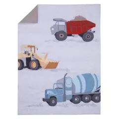 Everything Kids Trucks Gray, Red, Blue, and Yellow Building The Future 4 Piece Toddler Bed Set