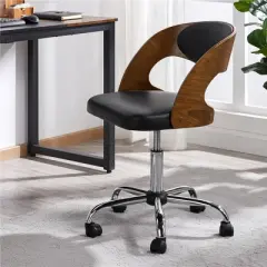 Yaheetech Office Chair Height Adjustable Swivel Desk Chair, Black