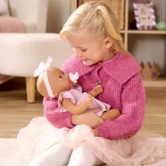 LullaBaby 14" Baby Doll with Pink Dress & Pacifier - Brown Eyes: BPA-Free Plastic and Polyester Doll