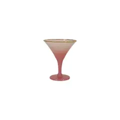 Storied Home 8-Ounce Cocktail Glass with Gold Color Rim, Pink