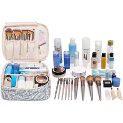Narwey Travel Makeup Bag Large Cosmetic Bag Makeup Case Organizer for Women