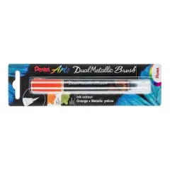 Pentel Arts DualMetallic Brush, Orange/Metallic Yellow Ink
