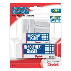 Pentel Hi-Polymer Eraser White Erasers Assorted Sizes 6/Pack 163822