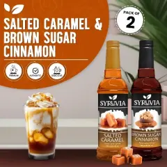 Syruvia Coffee Flavors Variety Pack: Salted Caramel & Brown Sugar Cinnamon 25.4 fl oz Syrup