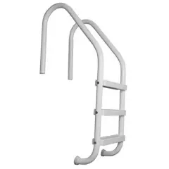 Saftron Step Polymer Finish Inground Pool Ladder, White & Saftron ASC-W Pool Ladder and Railing Anchor Socket Winter Cover, White (2 Pack)