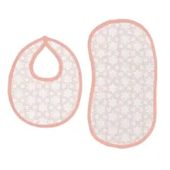 Bacati - Petals/Floral Muslin 4 pc set of Bibs & Burp Cloths Set Coral
