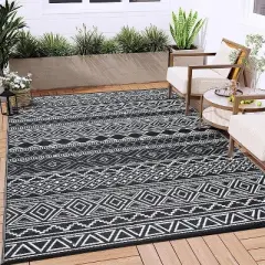 Coucheta Reversible Outdoor Rug , Waterproof Plastic Straw Patio Mat for Camping, RV & Deck, Easy Clean & Portable,Multi-Color & Size