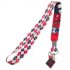 Bioworld DC Comics Harley Quinn Pattern Lanyard with Charm