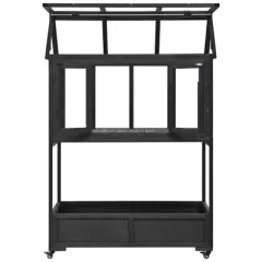 YOOCOZZ Wood Patio Portable Cold Frame with Openable Roof and Storage Box, having Movable Wheels