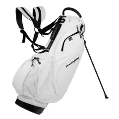 PowerBilt Golf Dunes PU Leather Stand / Carry Bag 14-Way Top - White / Black