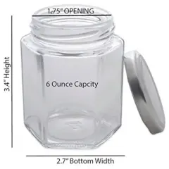Design Imports Hexagon Jars With Silver Lids Set/12