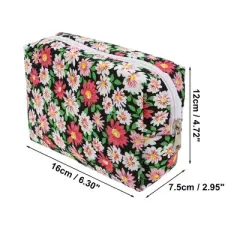 Unique Bargains Women's Flower Octagonal Travel Cosmetic Bag 1 Pc