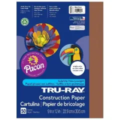 Pacon Tru-Ray 9" x 12" Construction Paper Warm Brown 50 Sheets/Pack 5 Packs (PAC103025-5)