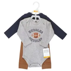 Hudson Baby Infant Boy Long-Sleeve Bodysuits and Pants, Football Huddles Long-Sleeve