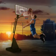Portable Basketball Hoop for Youth Adults & Professional Match,Adjustable Height 8.04 ft to 10.01 ft, 44 inch Backboard with Rebound System, Wheels