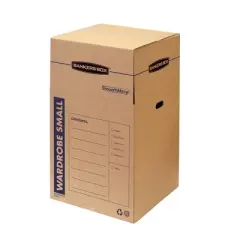 Bankers Box 3pk SmoothMove Short Wardrobe Moving Boxes - Fellowes: Recyclable Brown Paper, 20"x20", Moving Supplies