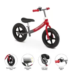 Radio Flyer Glide and Go Pro 12" Kids' Balance Bike - Black/Red: Steel Frame, Adjustable Seat