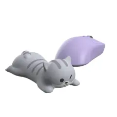Gems Cat Wrist Rest - Gray: Foam Flexible Design for Keyboard and Mouse