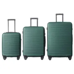 INFURNIC Bag And Luggage Sets 3 Piece Hard Shell Suitcase Set, Lightweight Suitcase with Wheels for Travel Business, Green, 20.67"*11.61"*29.92"
