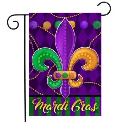 Briarwood Lane Double Sided Garden Flag 12x18 For Outdoor Mardi Gras Fleur-De-Lis For Mardi Gras Garden Flag Flags For Outside