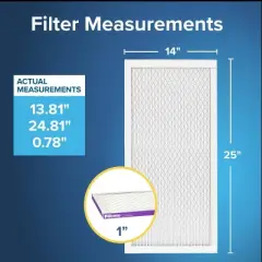 Filtrete 14x25x1 2pk Allergen Bacteria and Virus Air Filter 1500 MPR: MERV 12 Electrostatic Furnace Filter, Captures Dust & Pollen