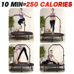 UNISOAR Rebounder Trampoline for Adults - 40" Foldable Mini Trampoline Fitness Rebounder with Adjustable U-Bar Handle, Max Load 350lbs