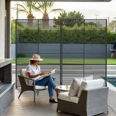 Wooakway 72"H &times; 47"W Black Woven Metal Room Divider Privacy Screen with Trellis and Arbors for Garden Patio