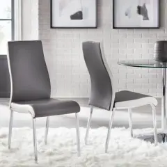 Set of 2 Nora Contemporary Dining Chairs Gray/White - Buylateral