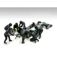 Formula One F1 Pit Crew 7 Figurine Set Team Black Release II for 1/43 Scale Models by American Diorama