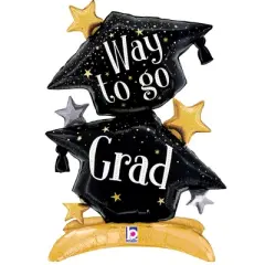 LoonBalloon 29 Inch Graduation StandUps Grad Caps Balloon Medium Size Balloon with 3 latex