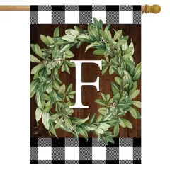 Wreath Monogram F Double-Sided House Flag Everyday 28" x 40" Briarwood Lane