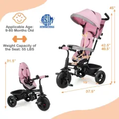 Infans 4-in-1 Multifunctional Tricycle Kids Trike w/ Removable Canopy &  Push Handle