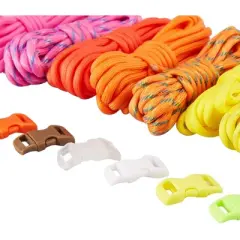 Juvale 10 Nylon Paracords and 10 Buckles Set for Survival Bracelets and Crafts, 10 Colors, 10 Feet Cords