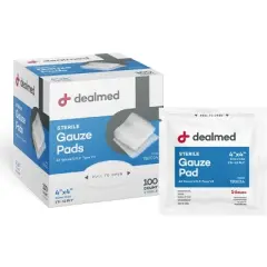 Dealmed Gauze Pads, Sterile 1's, 12-Ply, White, 100 Count (Case Pack)