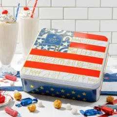 The Americana Gift Tin- Red, White, and Blue Patriotic Candy Sampler