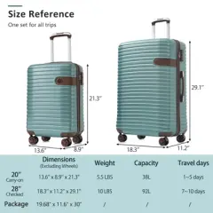 ModernLuxe Hardshell Luggage Set with TSA Lock, 360&deg;Spinner Wheels, Packing Cubes&Cup Holder, Lightweight Travel Suitcase, Carry-On&Check-In, 20"+28"