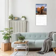 2026 Square Wall Calendar, Highland Cows, 16-Month Animals Theme with 180 Reminder Stickers (12x12 In)