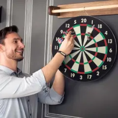 Trademark Poker Dart Board Set with Six 17g Brass Tipped Darts