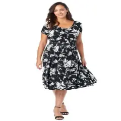 Jessica London Women&rsquo;s Plus Size Flared Peasant Dress