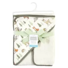 Hudson Baby Infant Boy Cotton Hooded Towel and Washcloth, Forest Animals, One Size