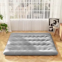 Costway Twin/Full/Queen/King Futon Mattress Japanese Floor Pad Washable Cover Carry Bag Grey