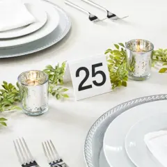 Juvale Set of 25 Acrylic Table Numbers for Wedding Receptions, Plastic Tent Cards Numbered 1-25 for Restaurants, 3 x 2.75 x 2.5 In