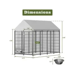 Racxily Large Dog Kennel Outdoor Pet Pens Dogs Run Enclosure Animal Hutch Metal Coop Fence with Roof Cover
