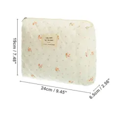 Unique Bargains Durable Medium Quilted Makeup Bag Beige 1 Pc